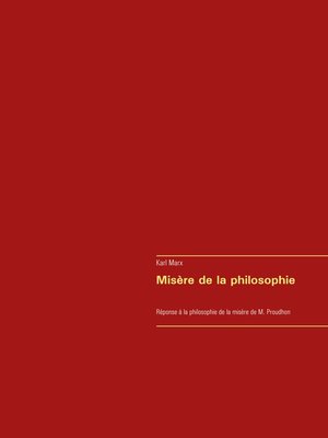 cover image of Misère de la philosophie